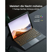 Klávesnice Inateck Surface Pro 7, kompatibilní se Surface Pro 7/7+/6/5/4 s trackpadem, Bluetooth 5.3, 7barevné podsvícení, QWERT